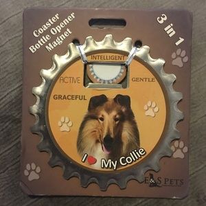 Collie Coaster Bottle Opener Magnet